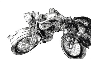 İkinci Dünya Savaşı 'ndan beri izole edilmiş beyaz bir geçmişi olan eski bir askeri motosiklet.