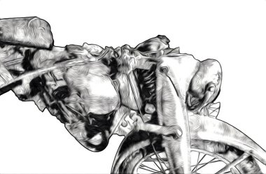 İkinci Dünya Savaşı 'ndan beri izole edilmiş beyaz bir geçmişi olan eski bir askeri motosiklet.