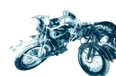 İkinci Dünya Savaşı 'ndan beri izole edilmiş beyaz bir geçmişi olan eski bir askeri motosiklet.