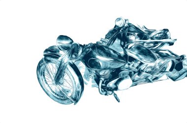 İkinci Dünya Savaşı 'ndan beri izole edilmiş beyaz bir geçmişi olan eski bir askeri motosiklet.