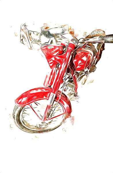 Ilustración Motocicleta Color Arte Aislado Vintage Retro — Foto de Stock
