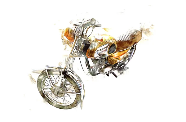 Motocykl Ilustrace Barva Izolované Umění Vintage Retro — Stock fotografie