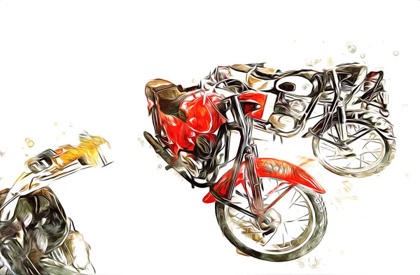 Motocicleta Llustração Cor Isolado Arte Vintage Retro — Fotografia de Stock