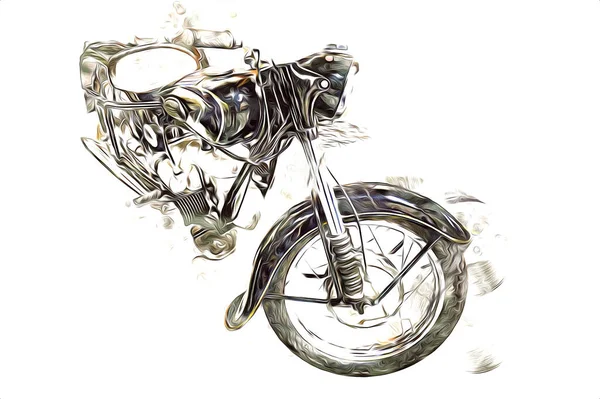 Motociclo Llustrazione Colore Isolato Arte Vintage Retro — Foto Stock