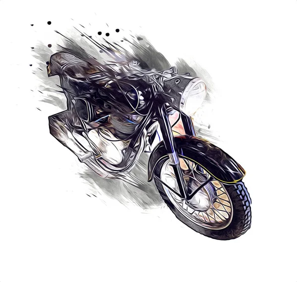 Motosiklet görüntüleme rengi izole edilmiş sanat antika retro