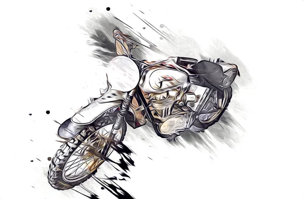 摩托车漂白色彩隔离艺术复古复古 — 图库照片