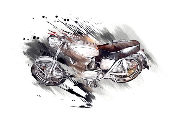 Motosiklet görüntüleme rengi izole edilmiş sanat antika retro