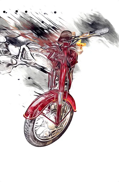 Ilustración Motocicleta Color Arte Aislado Vintage Retro — Foto de Stock