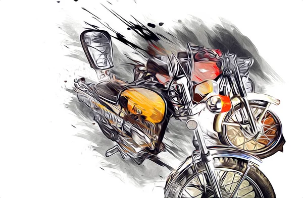 Моторний Цикл Ілюстрація Колір Ізольоване Мистецтво Старовинний Ретро — стокове фото