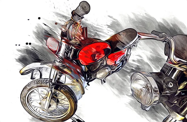 Motorrad Llustration Farbe Isoliert Kunst Vintage Retro — Stockfoto