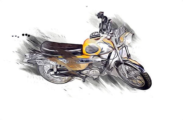 Motocykl Ilustrace Barva Izolované Umění Vintage Retro — Stock fotografie