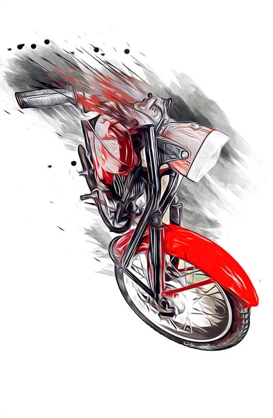 Motor Cycle Llustration Color Isolated Art Vintage Retro — Stock Photo, Image