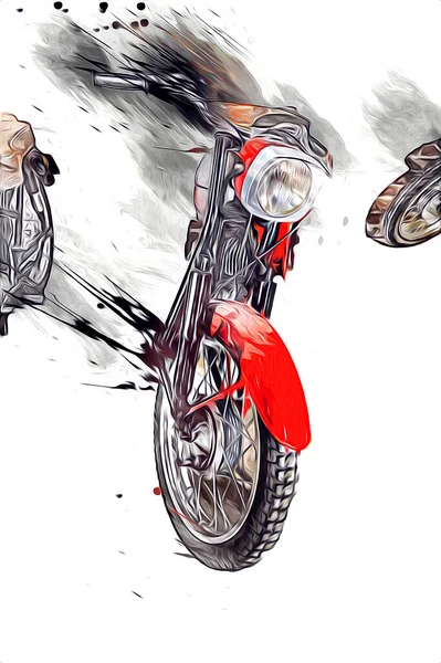 Motor cycle llustration color isolated art vintage retro