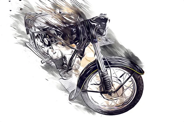 Motor cycle llustration color isolated art vintage retro