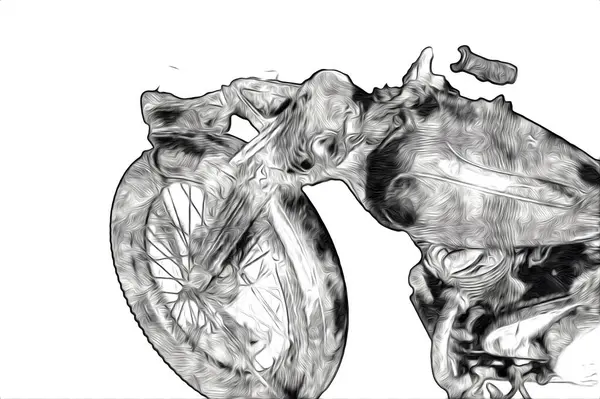 İkinci Dünya Savaşı 'ndan beri izole edilmiş beyaz bir geçmişi olan eski bir askeri motosiklet.