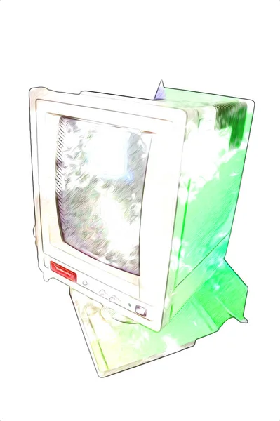 Παλιά Απεικόνιση Τέχνη Του Υπολογιστή Ρετρό Vintage Μηχανή Χρώμα Σκίτσο — Φωτογραφία Αρχείου