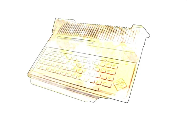 Old Computer Art Illustration Retro Vintage Machine Paint Sketch — Stock Photo, Image