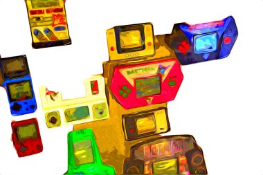 Beyaz bir arka planda izole edilmiş beyaz video oyunu joystickleri oyun alanı seti