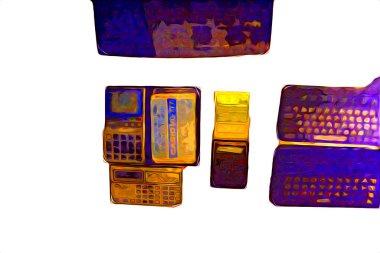 Eski dijital hesap makinesi çizimi, çizimi, resmi, sanatı