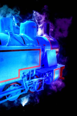 Eski buharlı lokomotif motoru antika