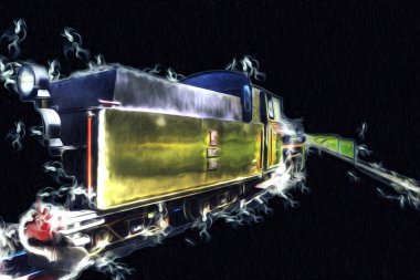 Eski buharlı lokomotif motoru antika