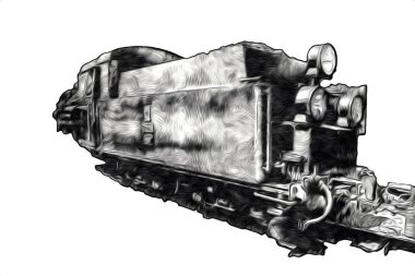 Eski buharlı lokomotif motoru antika