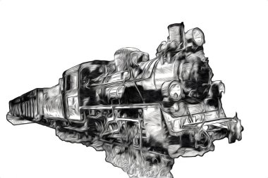 Eski buharlı lokomotif motoru antika