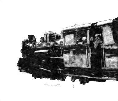 Eski buharlı lokomotif motoru antika