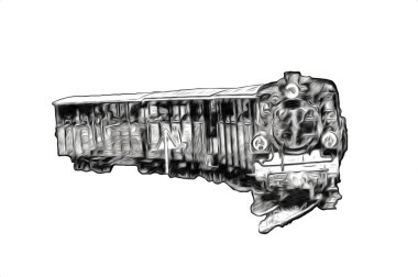 Eski buharlı lokomotif motoru antika