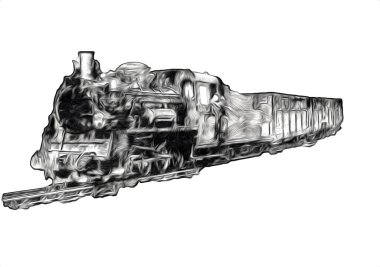 Eski buharlı lokomotif motoru antika