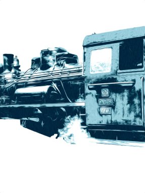 Eski buharlı lokomotif motoru antika