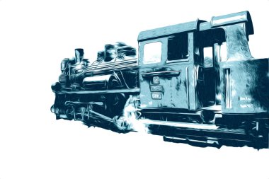 Eski buharlı lokomotif motoru antika