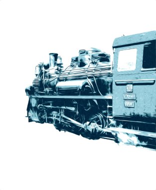 Eski buharlı lokomotif motoru antika