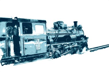 Eski buharlı lokomotif motoru antika