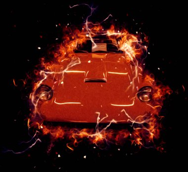 Klasik Retro Klasik Eski Araba Çizimi