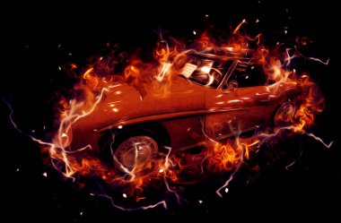 Klasik Retro Klasik Eski Araba Çizimi