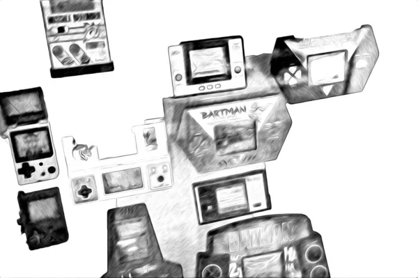Zestaw Białej Gry Wideo Joysticks Gamepad Izolowany Białym Tle — Zdjęcie stockowe