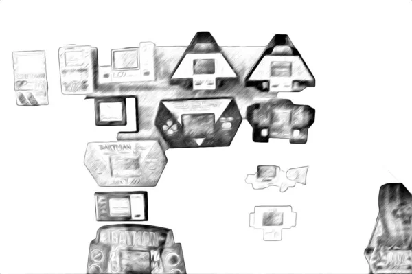 Set Von Weißen Videospielsteuerknüppeln Gamepad Isoliert Auf Weißem Hintergrund — Stockfoto