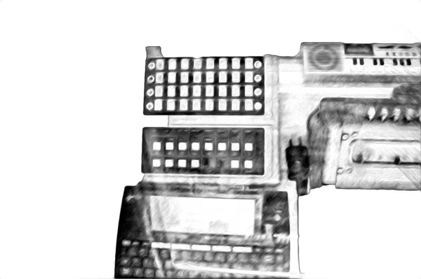 Stary Cyfrowy Kalkulator Ilustracja Rysunek Farba Sztuka — Zdjęcie stockowe
