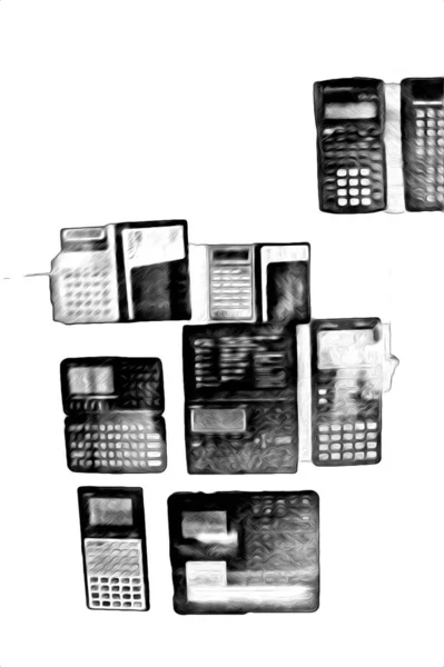 Старий Цифровий Калькулятор Ілюстрація Малюнок Фарба Мистецтво — стокове фото
