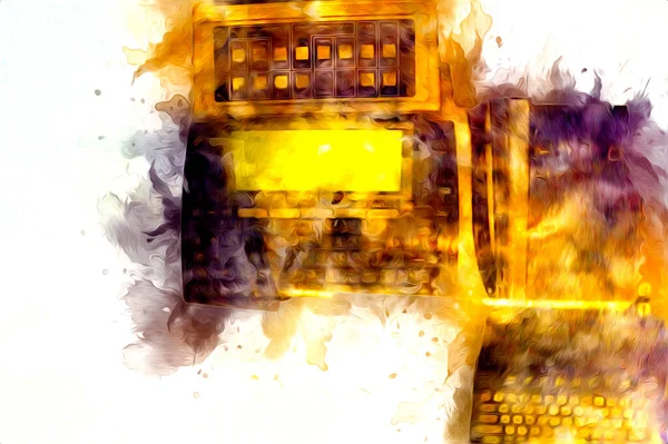 Alte Digitale Taschenrechnerillustration Zeichnung Farbe Kunst — Stockfoto