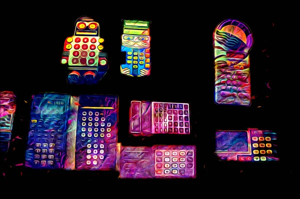 Alte Digitale Taschenrechnerillustration Zeichnung Farbe Kunst — Stockfoto