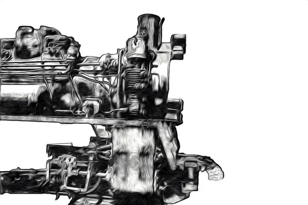 Старий Паровозний Двигун Ретро Вінтажний — стокове фото