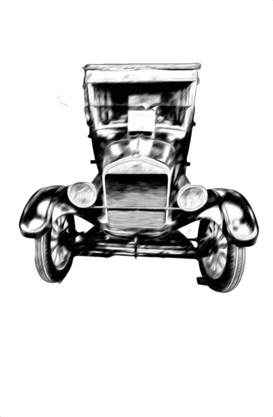 Vintage Retro Classique Vieille Illustration Voiture — Photo