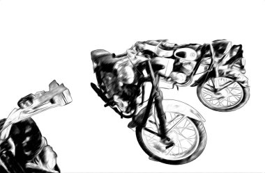 Motosiklet görüntüleme rengi izole edilmiş sanat antika retro