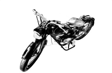 Motosiklet görüntüleme rengi izole edilmiş sanat antika retro