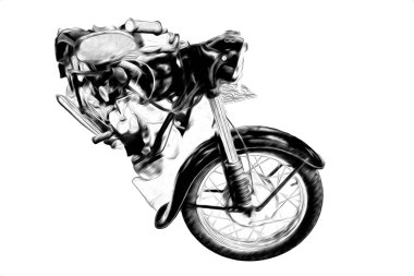 Motosiklet görüntüleme rengi izole edilmiş sanat antika retro