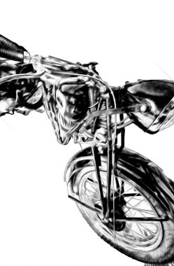 Motosiklet görüntüleme rengi izole edilmiş sanat antika retro