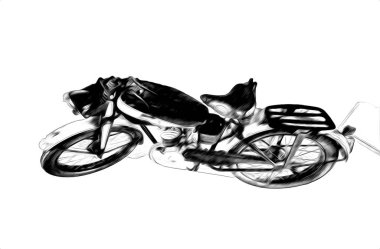 Motosiklet görüntüleme rengi izole edilmiş sanat antika retro