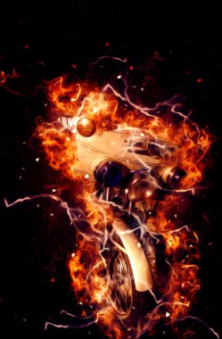 Motosiklet görüntüleme rengi izole edilmiş sanat antika retro